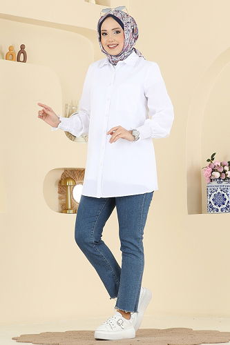 moda selvim Shirt 338ASN888 Ecru - Thumbnail