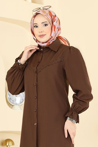 moda selvim Shirt 341ASN888 Brown - Thumbnail