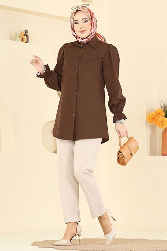 moda selvim Shirt 341ASN888 Brown - Thumbnail