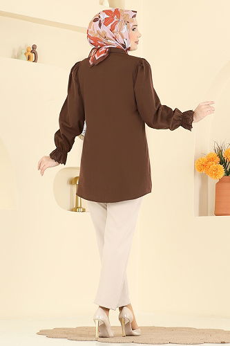 moda selvim قميص بني 341ASN888 - Thumbnail