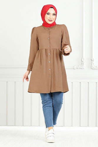 moda selvim قميص بني 401EVO1065-M - Thumbnail