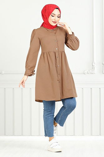 moda selvim قميص بني 401EVO1065-M - Thumbnail