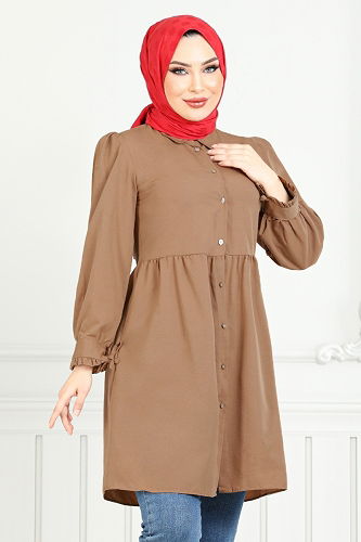 moda selvim قميص بني 401EVO1065-M - Thumbnail