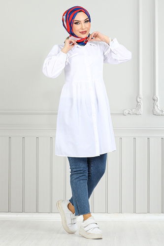 moda selvim Shirt 401EVO1065-M Ecru - Thumbnail