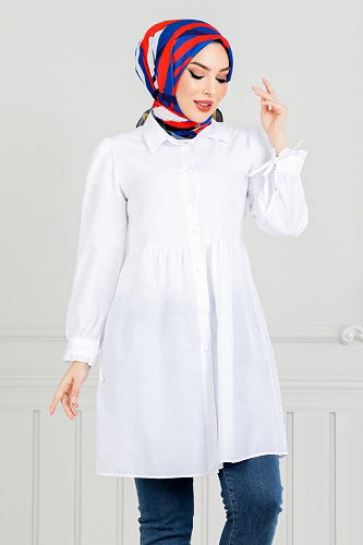 moda selvim Shirt 401EVO1065-M Ecru - Thumbnail