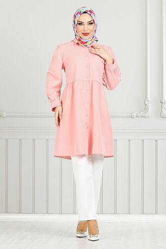 moda selvim Shirt 401EVO1065-M Salmon - Thumbnail