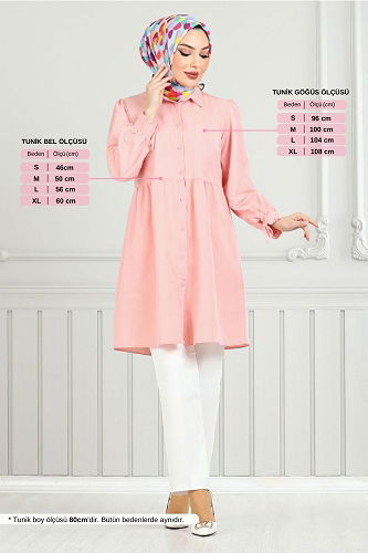 moda selvim Shirt 401EVO1065-M Salmon - Thumbnail
