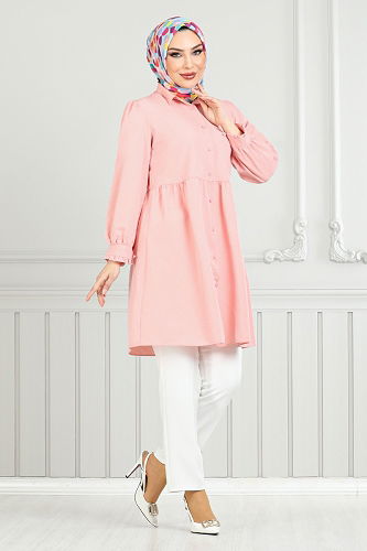 moda selvim Shirt 401EVO1065-M Salmon - Thumbnail