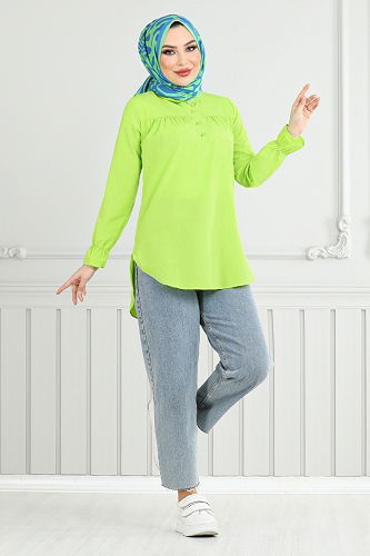 moda selvim Shirt 402EVO1065-M Acid - Thumbnail