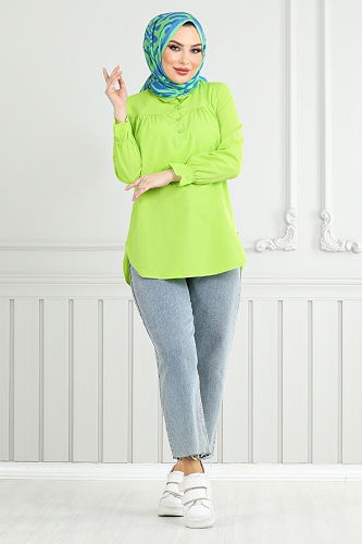 moda selvim Shirt 402EVO1065-M Acid - Thumbnail