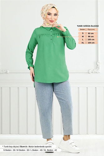 moda selvim Shirt 402EVO1065-M Benetton Green - Thumbnail
