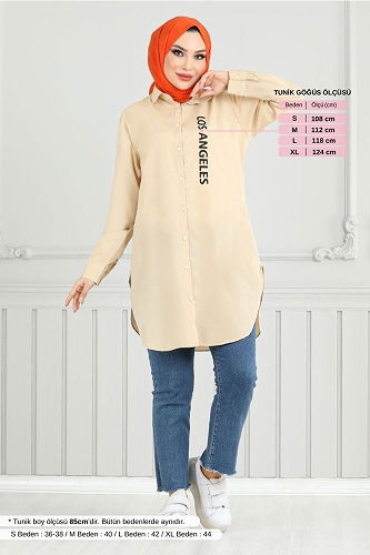 moda selvim قميص بيج 404EVO1065-M - Thumbnail