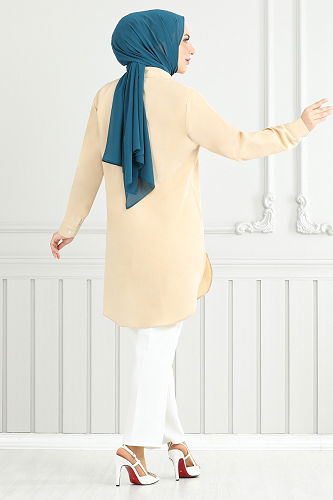 moda selvim Shirt 405EVO1065-M Beige - Thumbnail