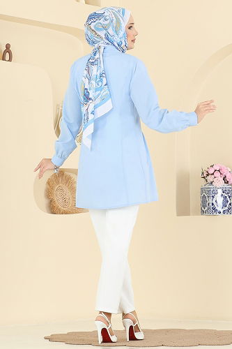 moda selvim Shirt 500ASN888 Baby Blue - Thumbnail