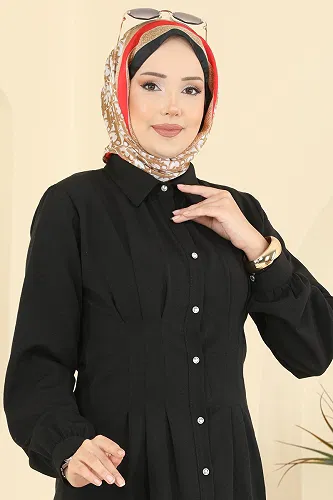 moda selvim Shirt 500ASN888 Black - Thumbnail