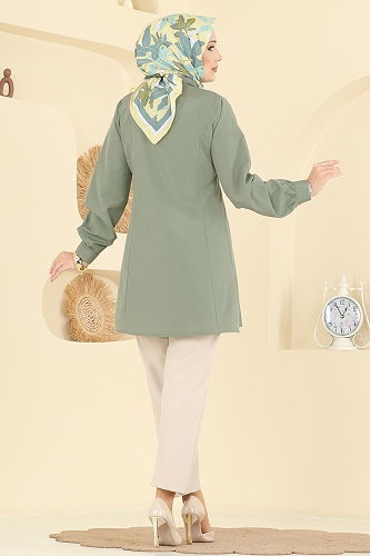 moda selvim قميص اخضر عفني 500ASN888 - Thumbnail