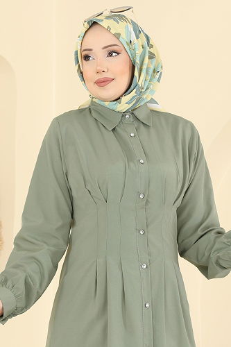 moda selvim قميص اخضر عفني 500ASN888 - Thumbnail