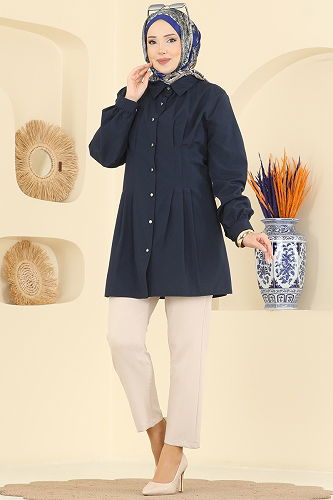 moda selvim Shirt 500ASN888 Navy Blue - Thumbnail