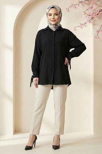moda selvim Shirt 5218NFC915-M Black - Thumbnail