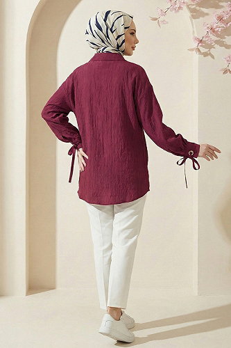 moda selvim Shirt 5218NFC915-M Burgundy - Thumbnail