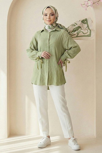 moda selvim Shirt 5218NFC915-M Light Oil - Thumbnail