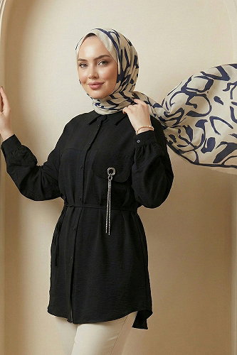 moda selvim قميص أسود 5336NFC915-M - Thumbnail