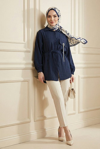moda selvim Shirt 5336NFC915-M Navy Blue - Thumbnail