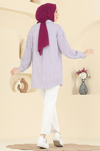 moda selvim قميص ليلكي 8037TEG847 - Thumbnail