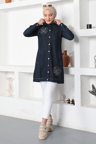 moda selvim Shirt MİH19400-M Dark Denim - Thumbnail