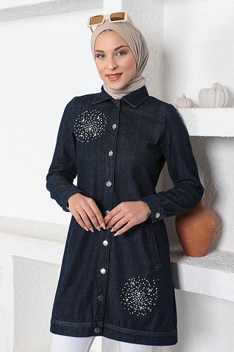 moda selvim Shirt MİH19400-M Dark Denim - Thumbnail