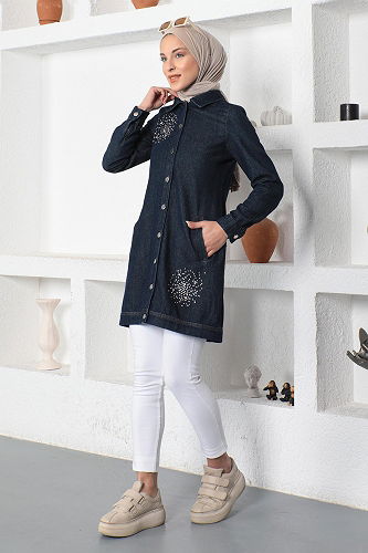 moda selvim Shirt MİH19400-M Dark Denim - Thumbnail