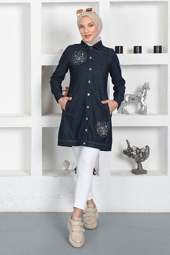 moda selvim Shirt MİH19400-M Dark Denim - Thumbnail