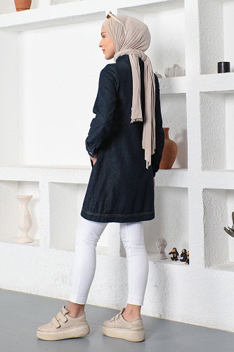 moda selvim Shirt MİH19400-M Dark Denim - Thumbnail