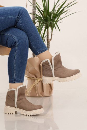 moda selvim الأحذية بيج غامق 7008POS830 - Thumbnail