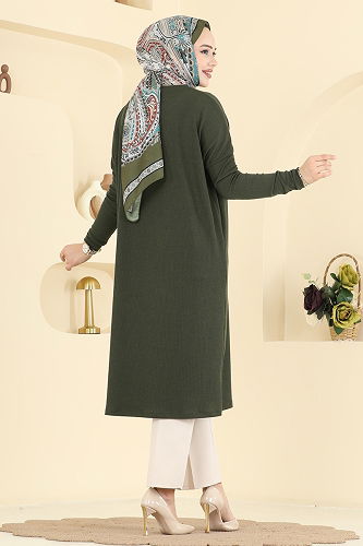 moda selvim Şık Armalı Burgu Tunik 195BO429 Haki - Thumbnail