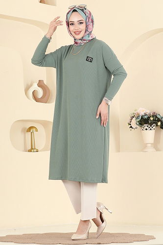moda selvim Şık Armalı Burgu Tunik 195BO429 Mint - Thumbnail