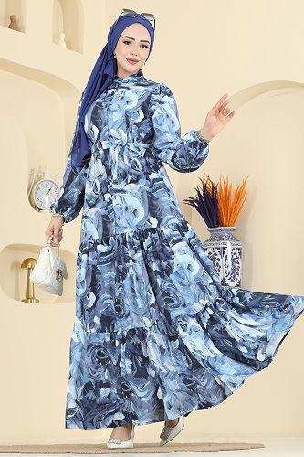 moda selvim Şık Bahar Işıltılı Elbise 4462BRZ597 Desen1 Laci - Thumbnail