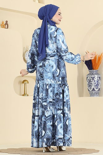 moda selvim Şık Bahar Işıltılı Elbise 4462BRZ597 Desen1 Laci - Thumbnail