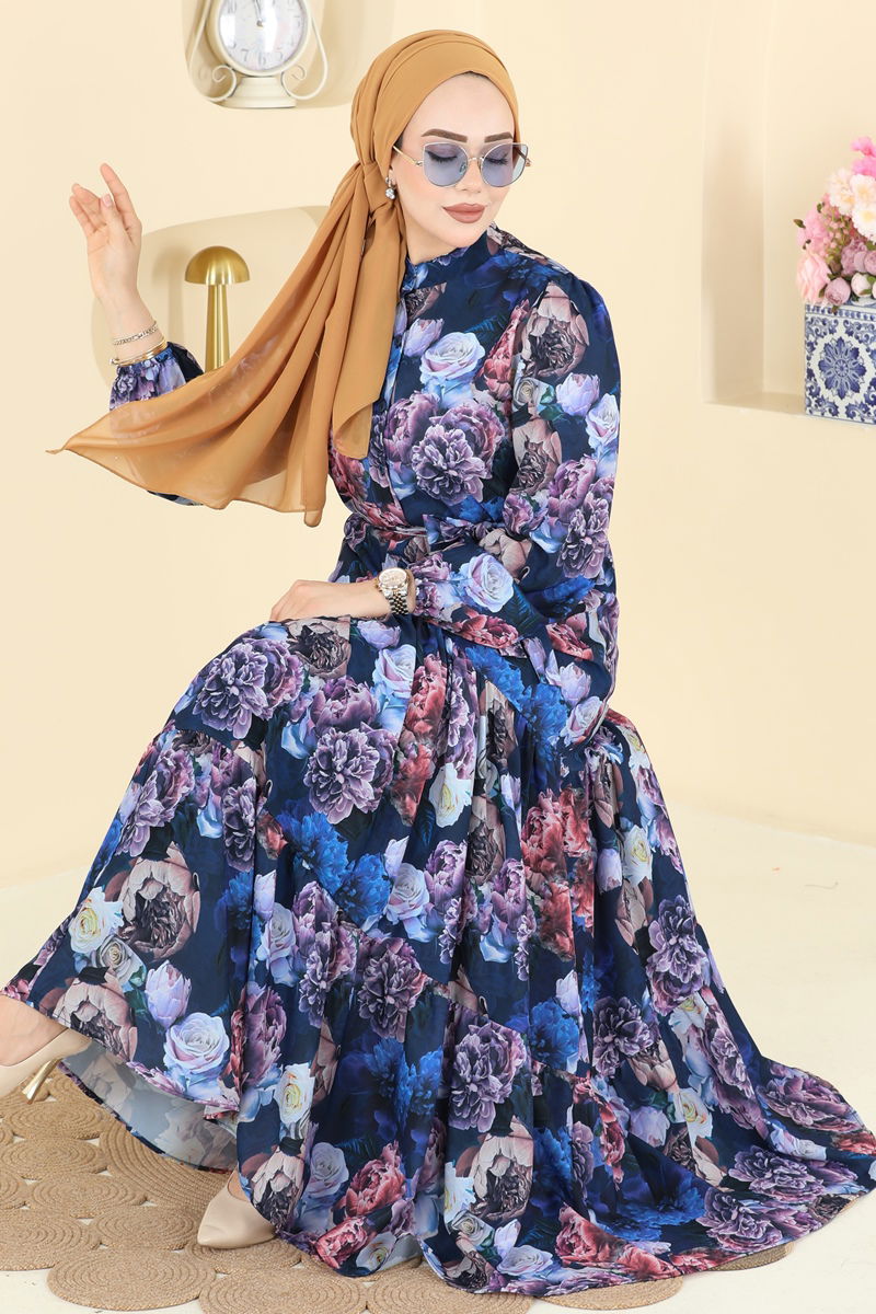 Şık Bahar Işıltılı Elbise 4462BRZ597 Desen2 Laci