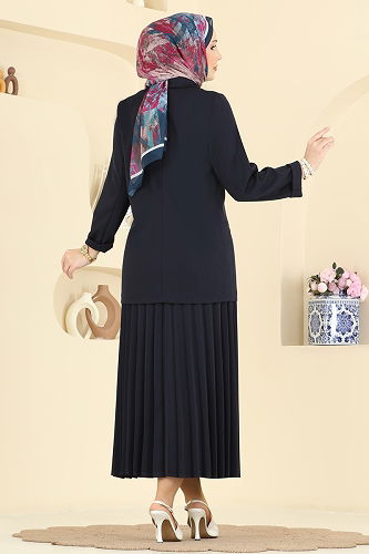 moda selvim Şık Düğmeli 2 li Takım 880ART1138 Laci - Thumbnail