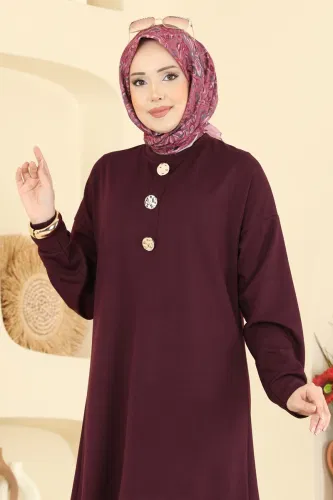 A.Y.D. - Şık Düğmeli Modal Takım 2787AYD574 Bordo
