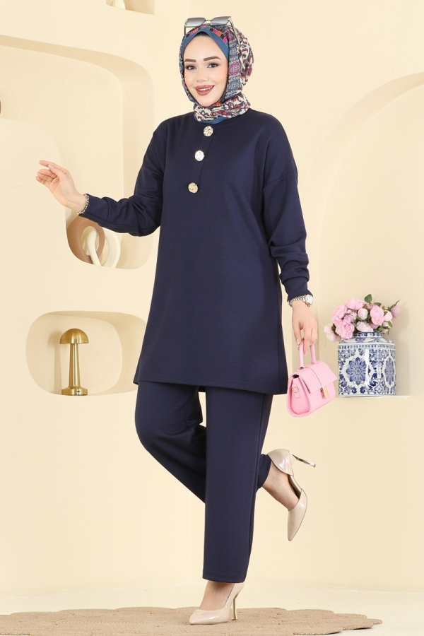 Şık Düğmeli Modal Takım 2787AYD574 Laci - Moda Selvim