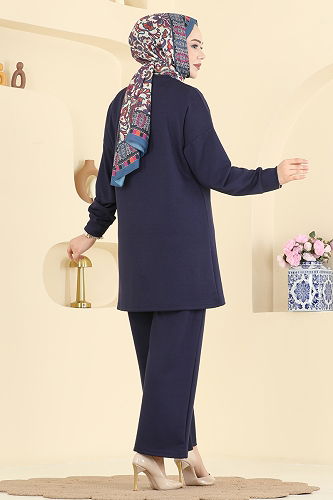 moda selvim Şık Düğmeli Modal Takım 2787AYD574 Laci - Thumbnail