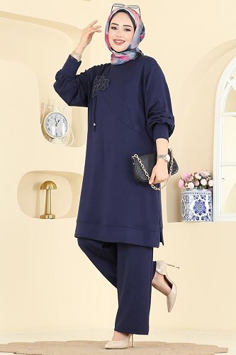 moda selvim Şık Nakışlı 2 li Takım 2606TPK1167 Laci - Thumbnail