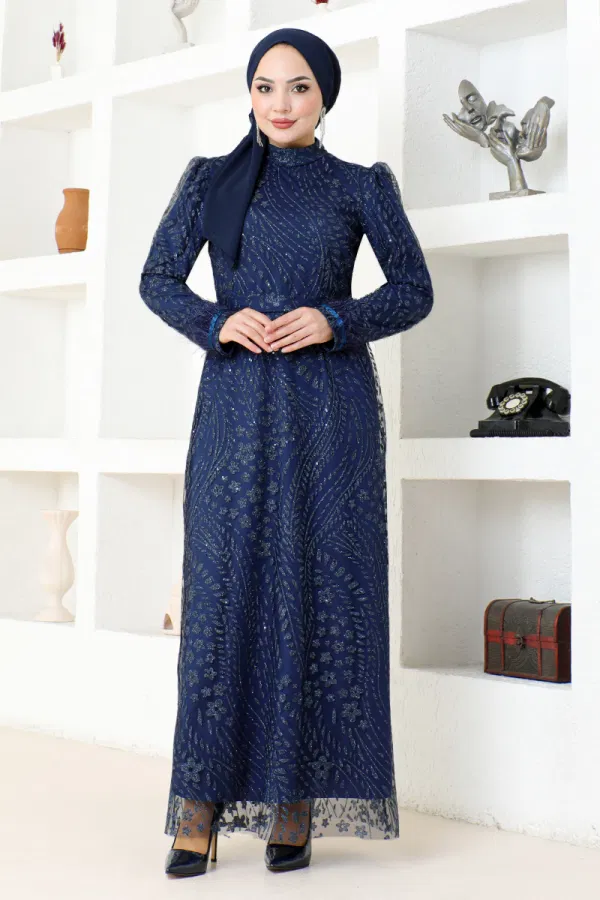 Modaselvim SEPETTE NET %20+%20 İNDİRİM Simli Kalem Tül Abiye YGS6569-M Laci