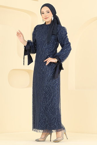 moda selvim Simli Manşeti Bağcıklı Abiye 5822EDFK1198 Laci - Thumbnail