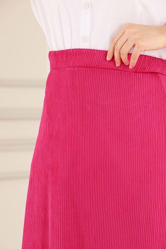 moda selvim Skirt 3004ADK807 Fuchsia - Thumbnail