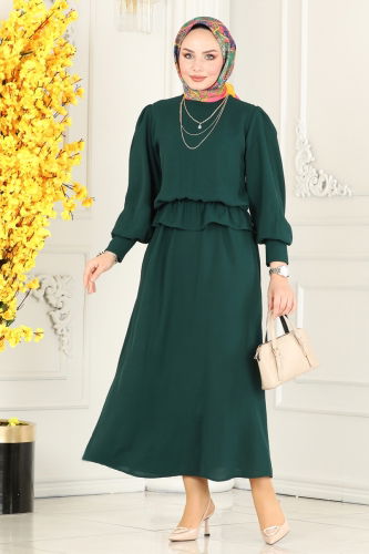 moda selvim Skirt Suit with Elastic Waist 145MP806 Emerald - Thumbnail