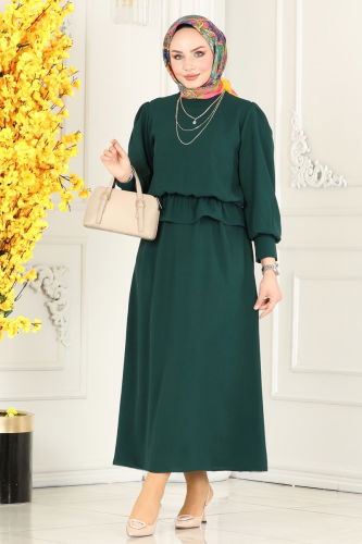 moda selvim Skirt Suit with Elastic Waist 145MP806 Emerald - Thumbnail