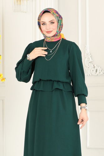 moda selvim Skirt Suit with Elastic Waist 145MP806 Emerald - Thumbnail